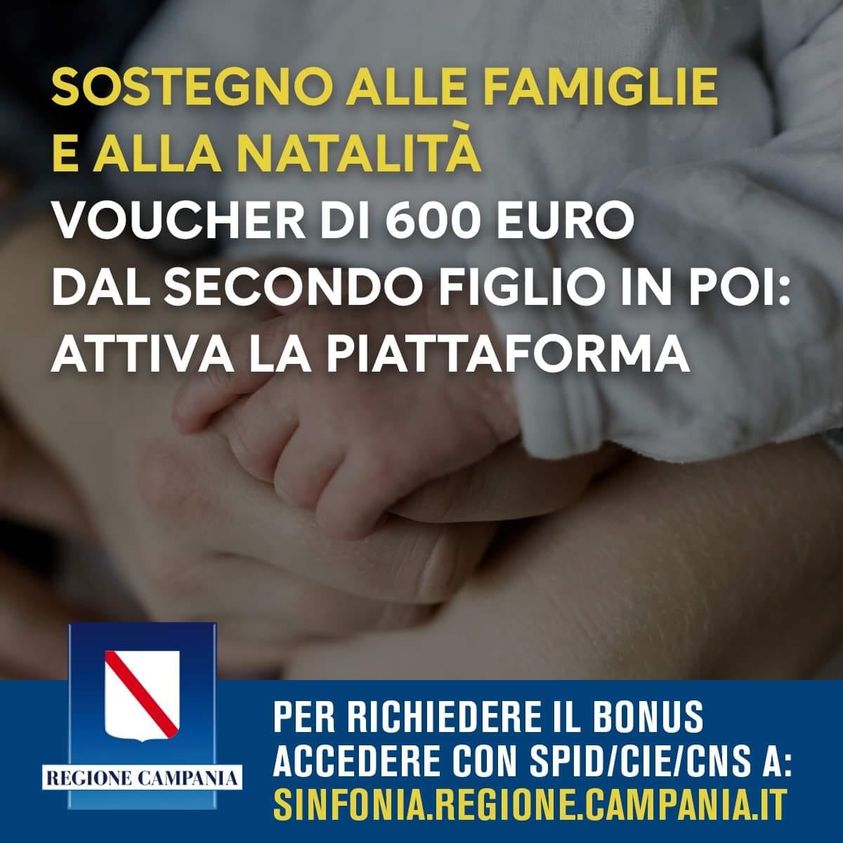 Attiva la procedura per l’attribuzione alle madri dei voucher di 600 euro per ciascun bambino – dal secondogenito in poi - nato a partire dal 01/01/2024. 